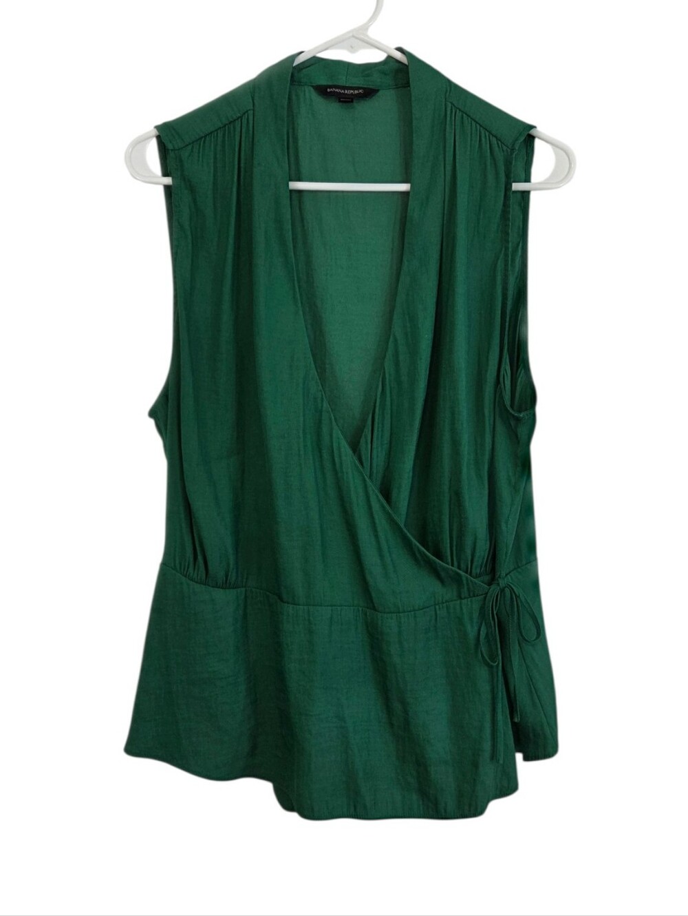 Banana Republic Green Full Wrap Sleeveless V-Neck Top Size XL ~ Pre-Owned